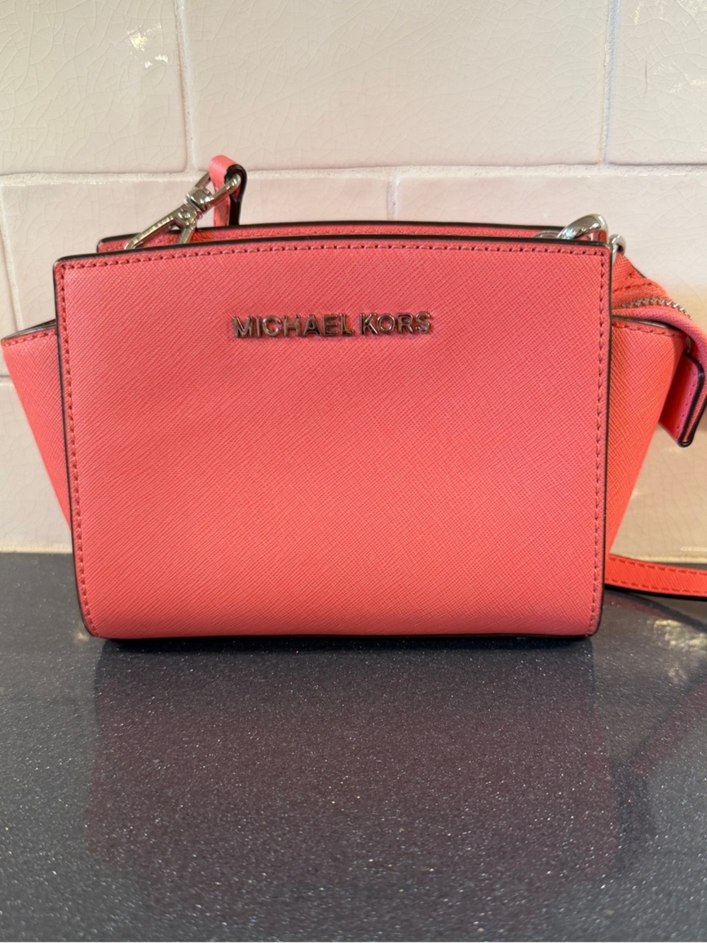 Michael Kors Coral-Pink Saffiano Crossbody Bag